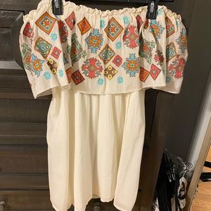 Judith March ivory strapless ruffle dress LG Large